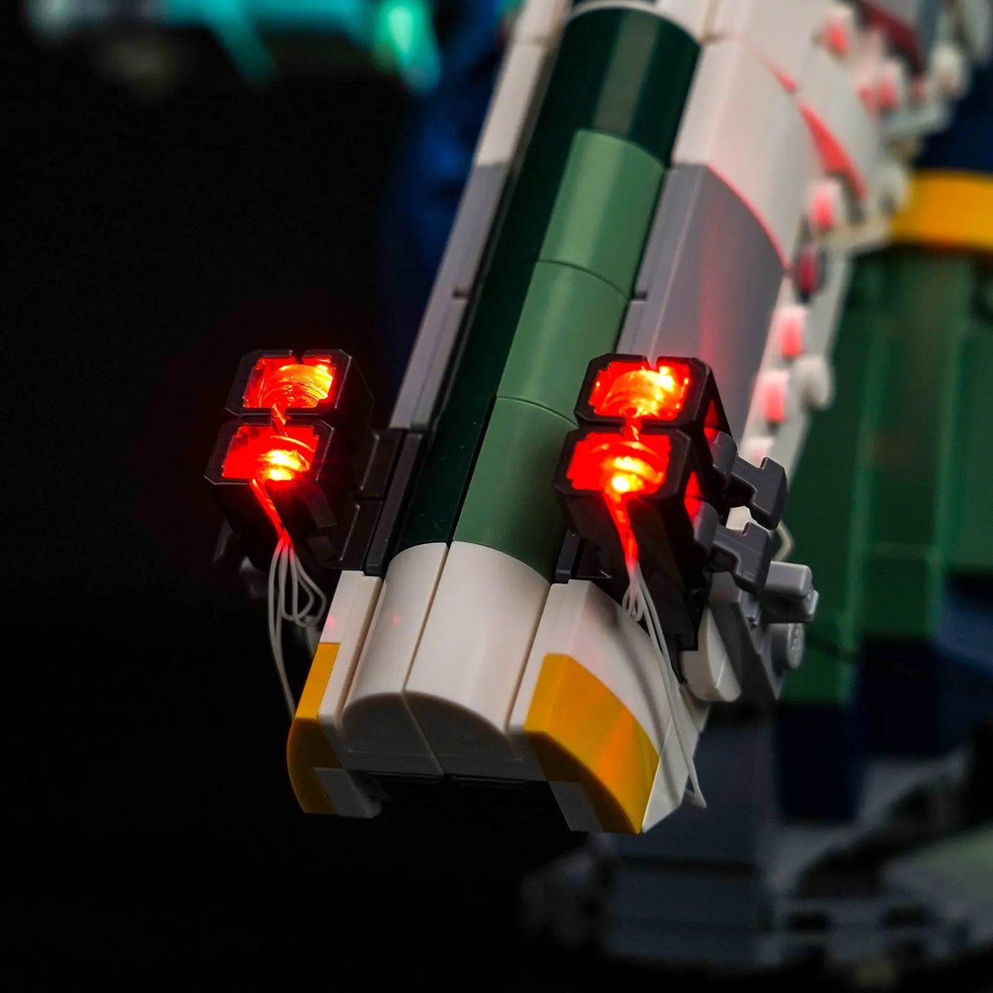 custom LED lighting for LEGO® Star Wars Jango Fett's Starship #75433, side angle with lights on
