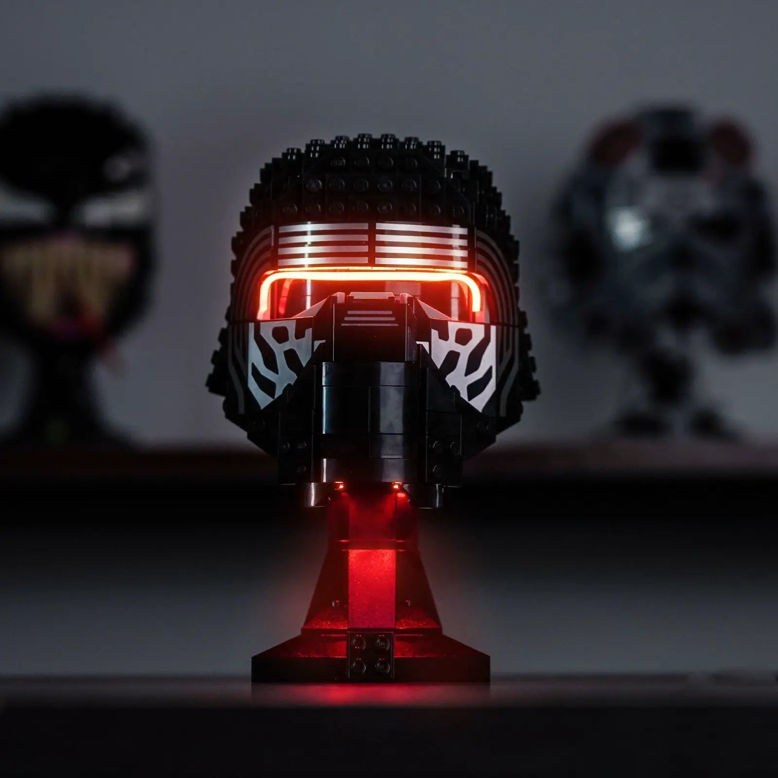 LEGO® Star Wars Kylo Ren Helmet #75415 — installed and glowing (LED light kit)
