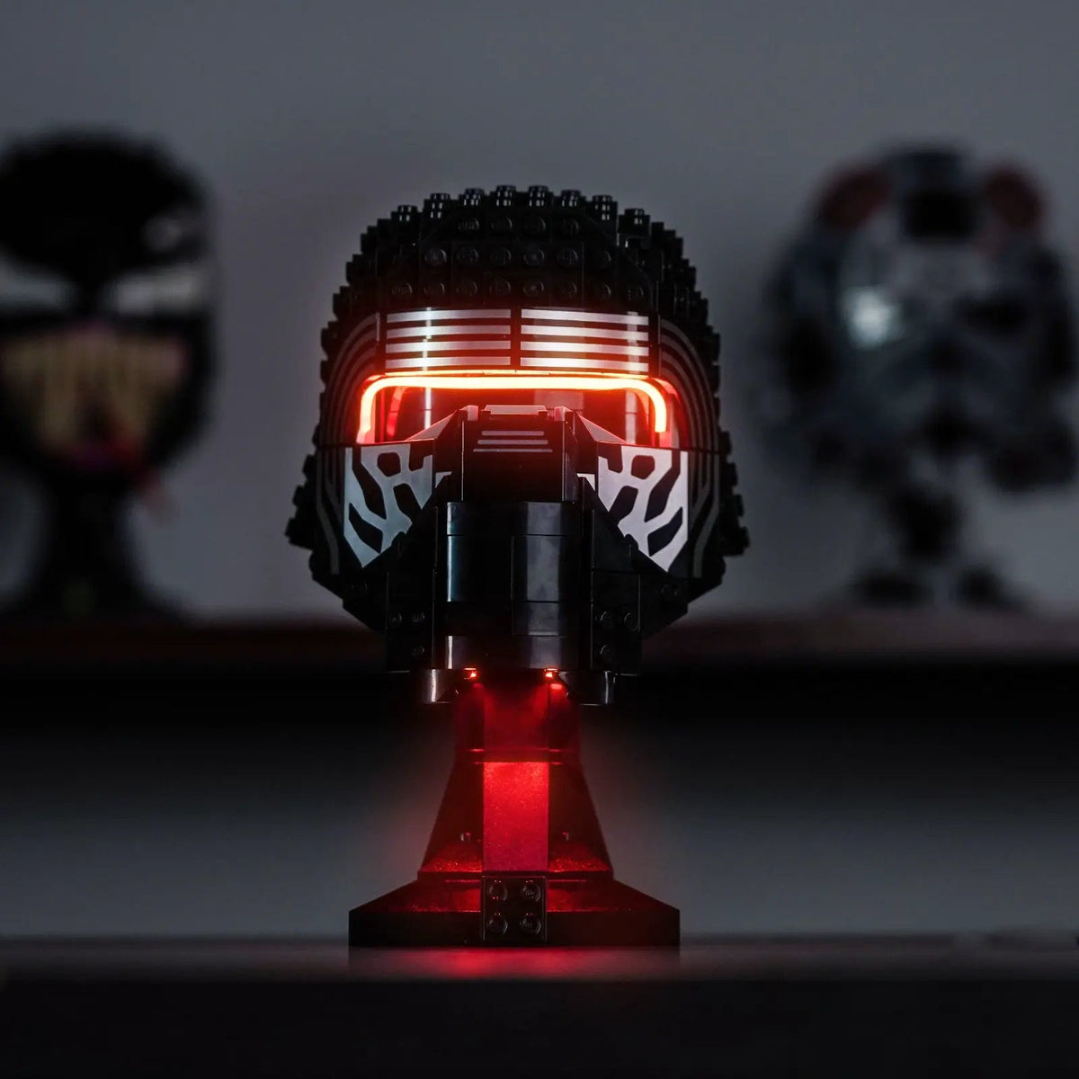 LEGO® Star Wars Kylo Ren Helmet #75415 — installed and glowing (LED light kit)