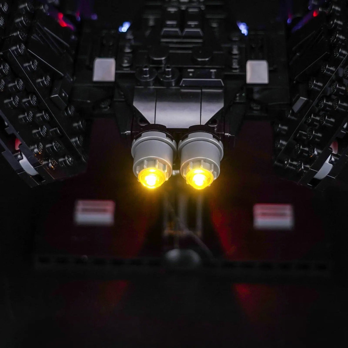 installed and glowing: Bright My Bricks USB-powered LED light kit for LEGO® Star Wars Kylo Ren’s Command Shuttle #75406