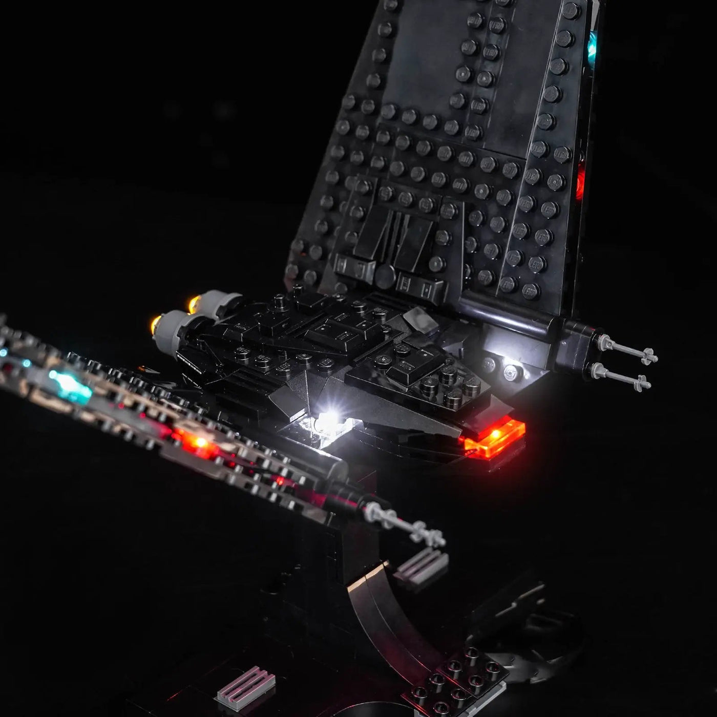 Bright My Bricks light kit for LEGO® Star Wars Kylo Ren’s Command Shuttle #75406 — illuminated at night