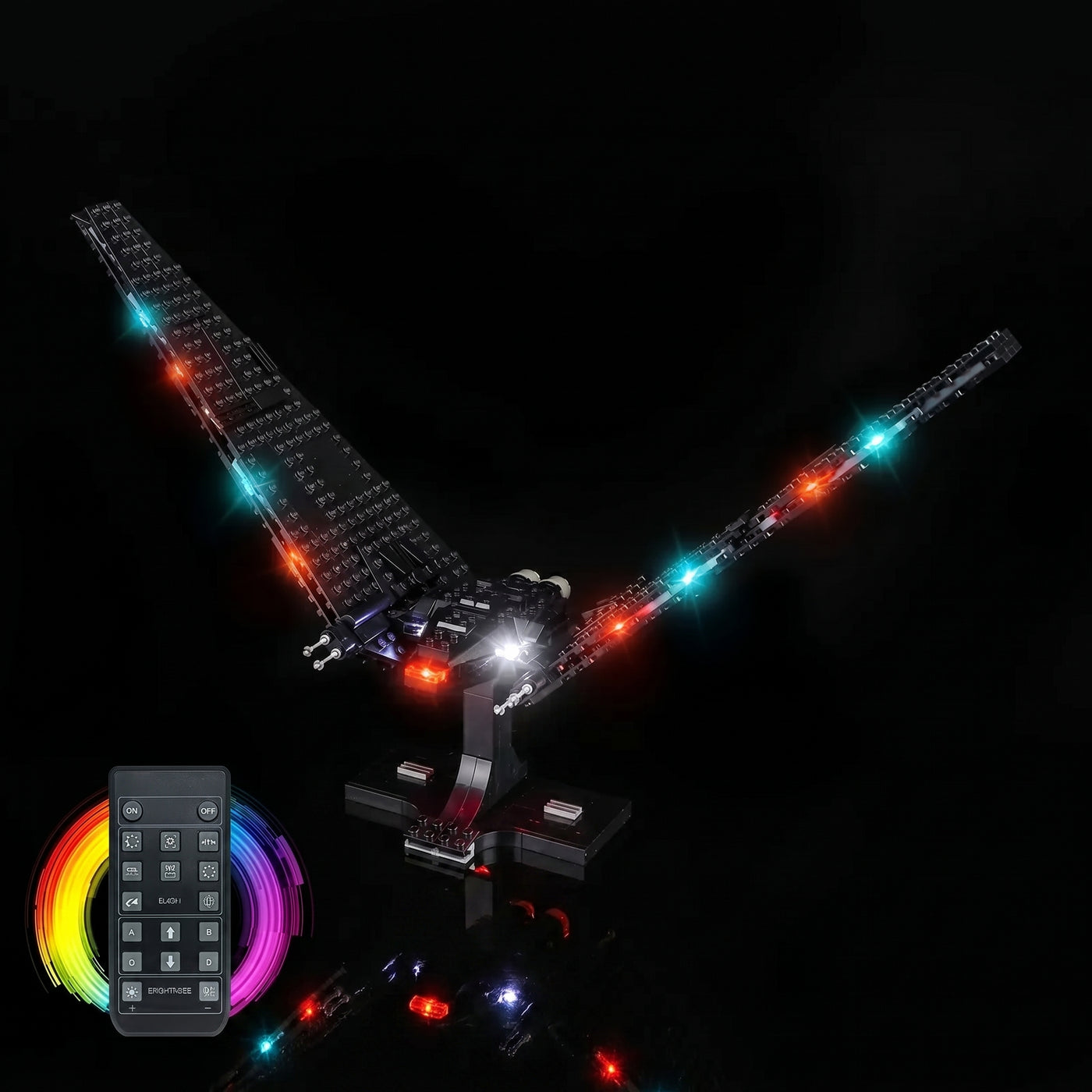 light kit for LEGO® Star Wars Kylo Ren’s Command Shuttle #75406, fully illuminated on display