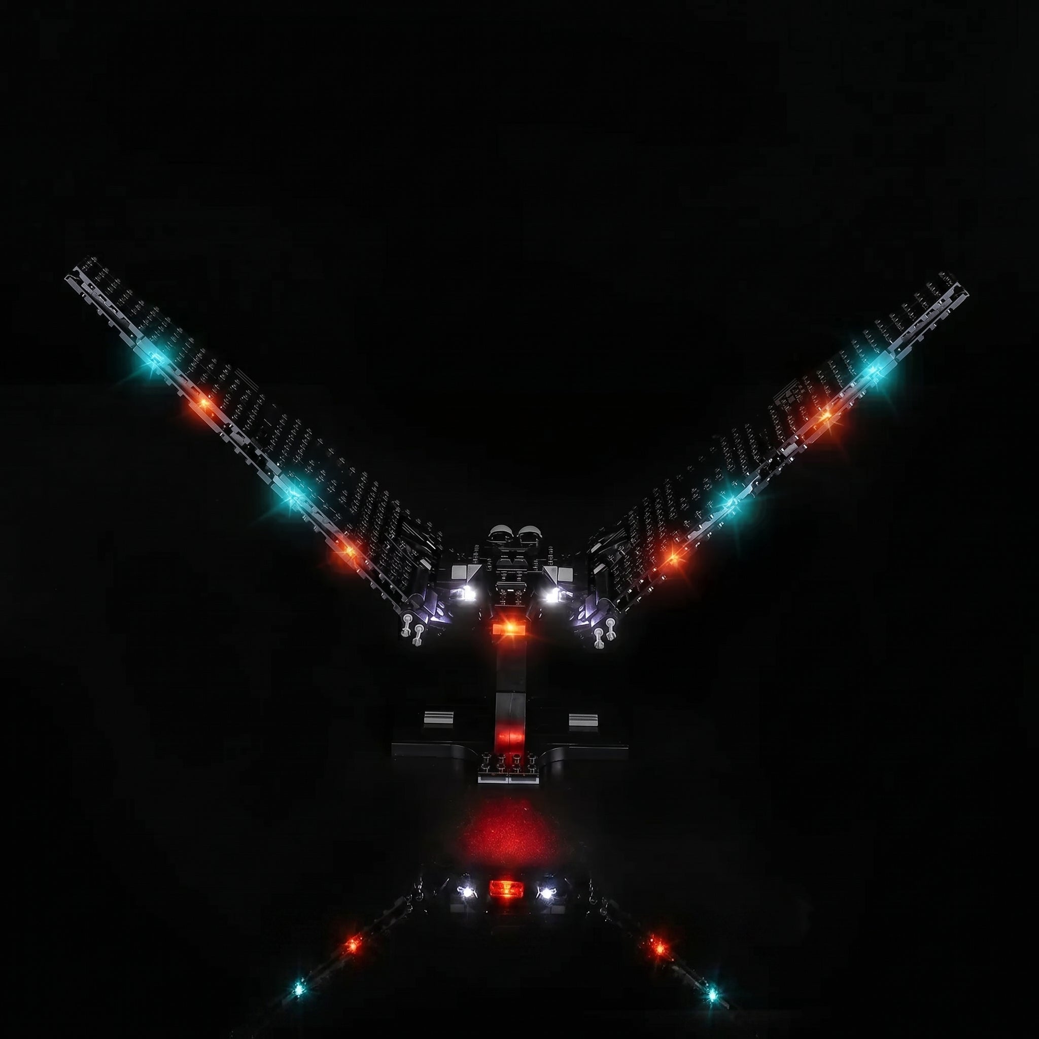 RGB LED light kit for LEGO® Star Wars Kylo Ren’s Command Shuttle #75406, side angle with lights on