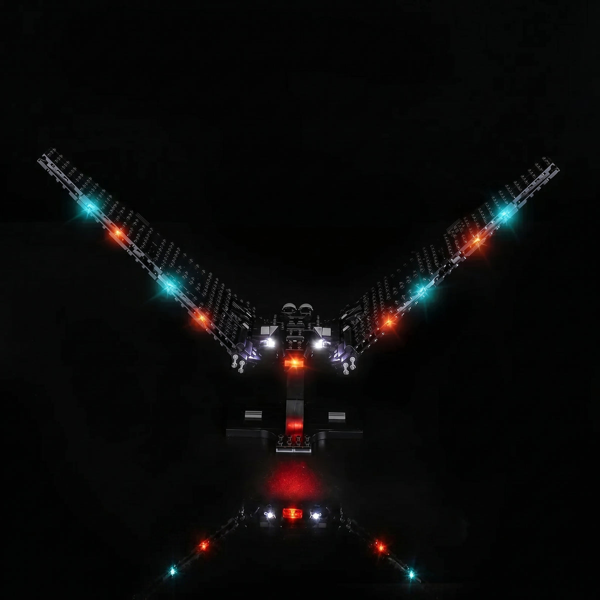 RGB LED light kit for LEGO® Star Wars Kylo Ren’s Command Shuttle #75406, side angle with lights on