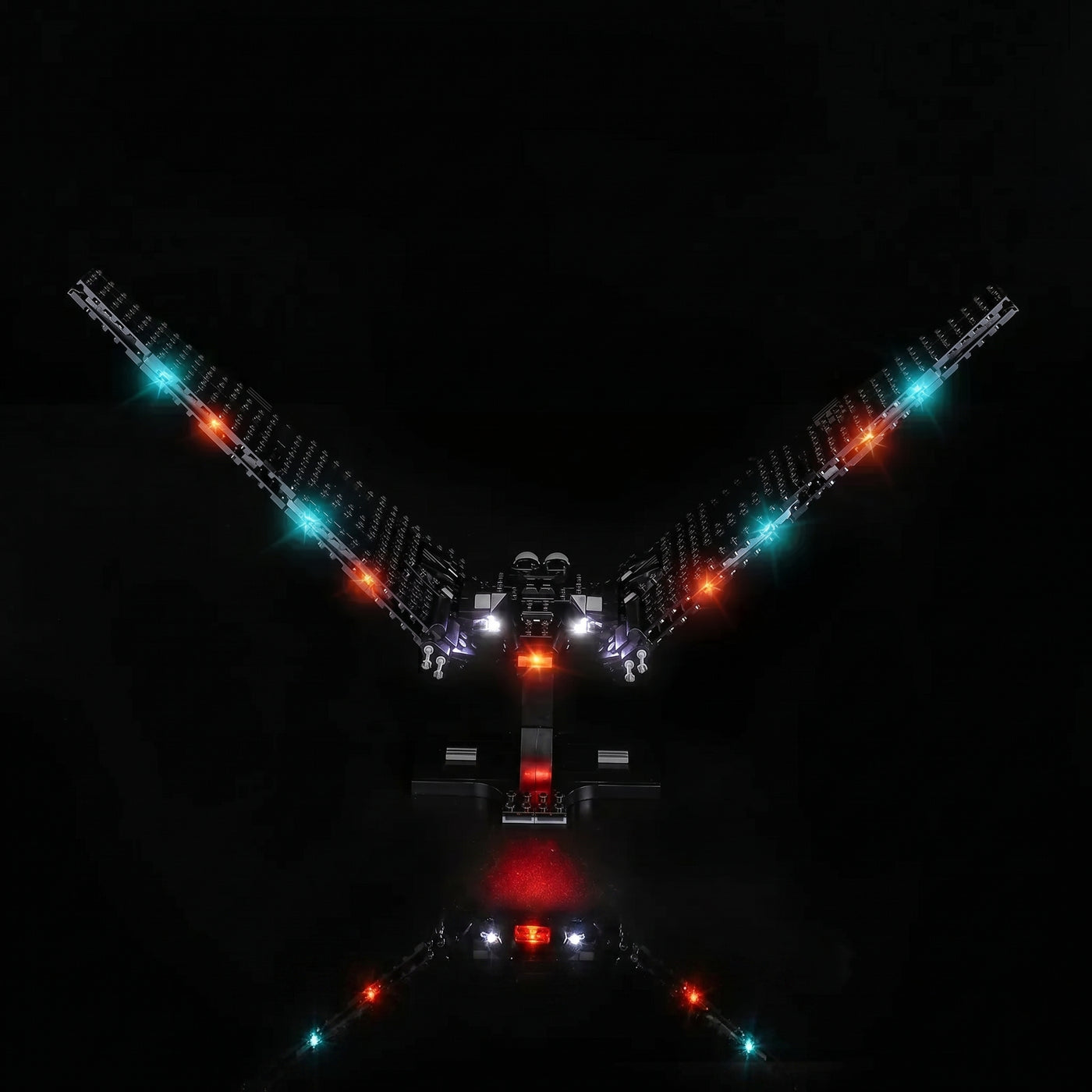RGB LED light kit for LEGO® Star Wars Kylo Ren’s Command Shuttle #75406, side angle with lights on
