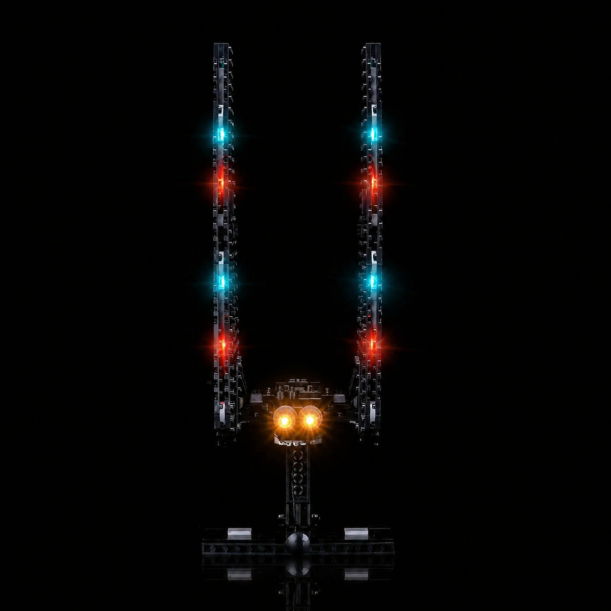 LEGO® Star Wars Kylo Ren’s Command Shuttle #75406 LED strips and bricks detail, with the LED lighting kit