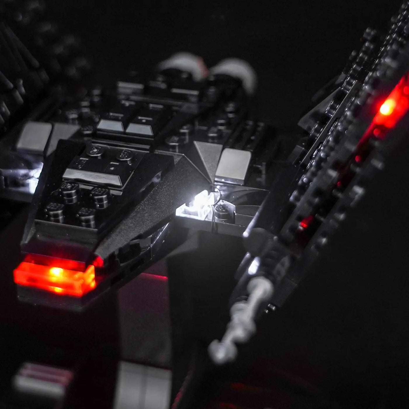 close-up of the LED lighting detail: Bright My Bricks RGB LED light kit for LEGO® Star Wars Kylo Ren’s Command Shuttle #75406