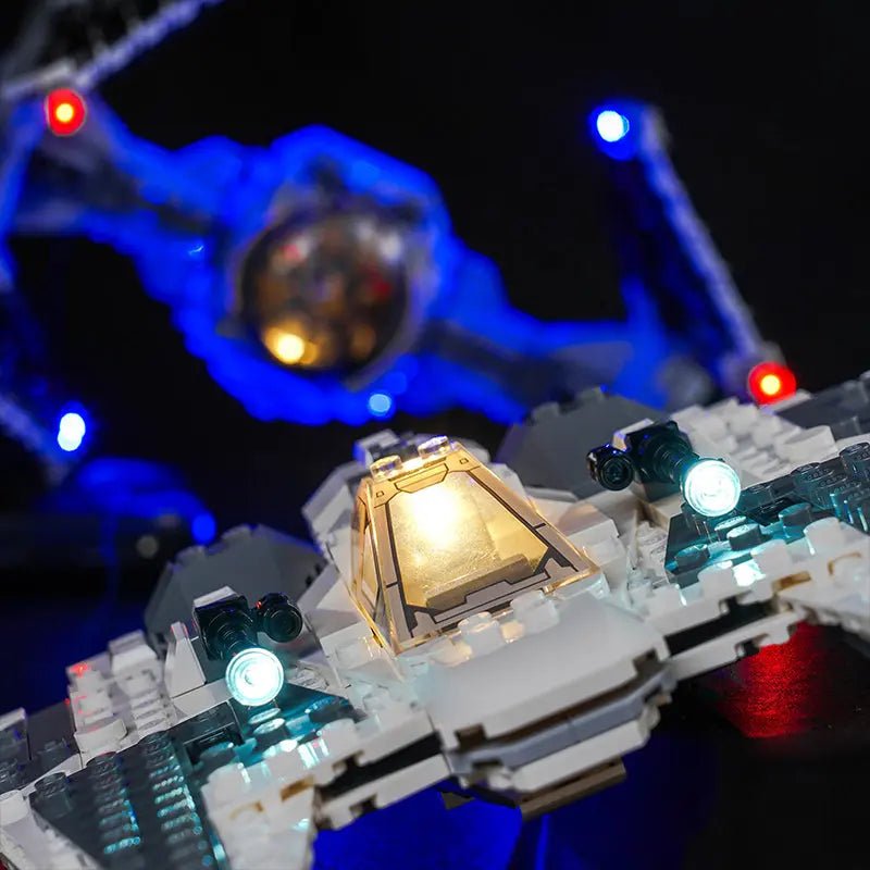 Bright My Bricks light kit for LEGO® Star Wars Mandalorian Fang Fighter vs. TIE Interceptor #75348 — night-mode display glow