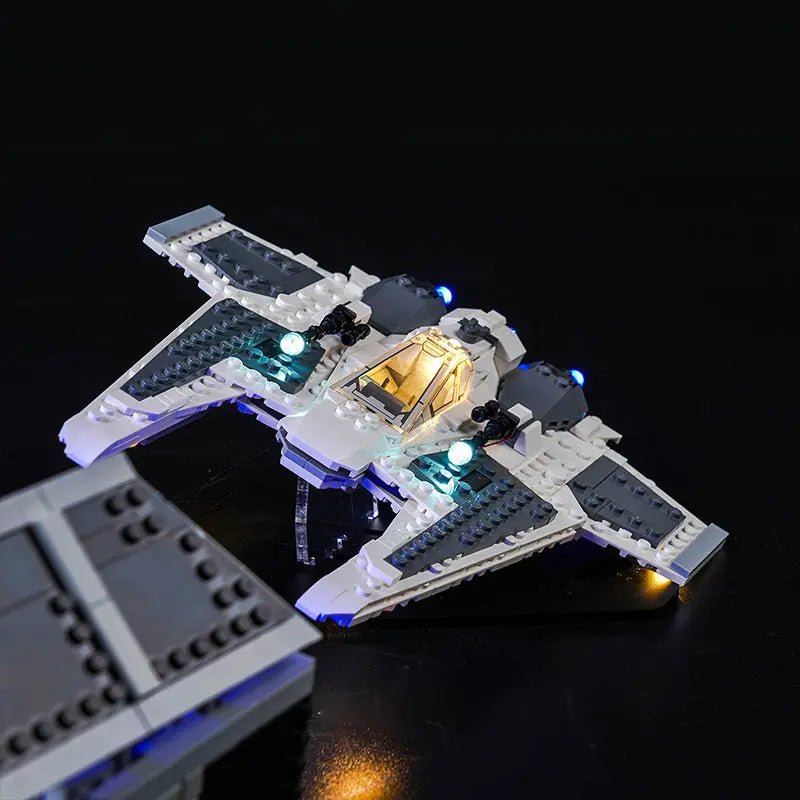 LEGO® Star Wars Mandalorian Fang Fighter vs. TIE Interceptor #75348 — before-and-after lighting (LED lighting kit)