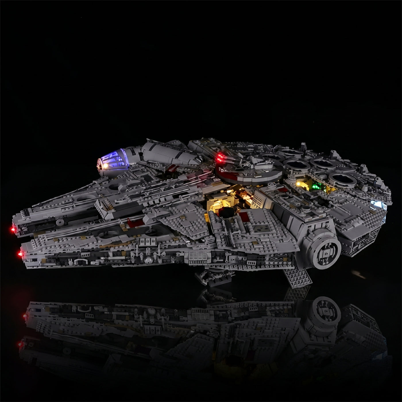 LEGO® Star Wars Millennium Falcon #75192 — display lighting in a dark room (light kit)