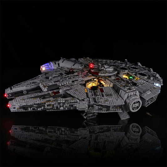 LEGO® Star Wars Millennium Falcon #75192 — display lighting in a dark room (light kit)