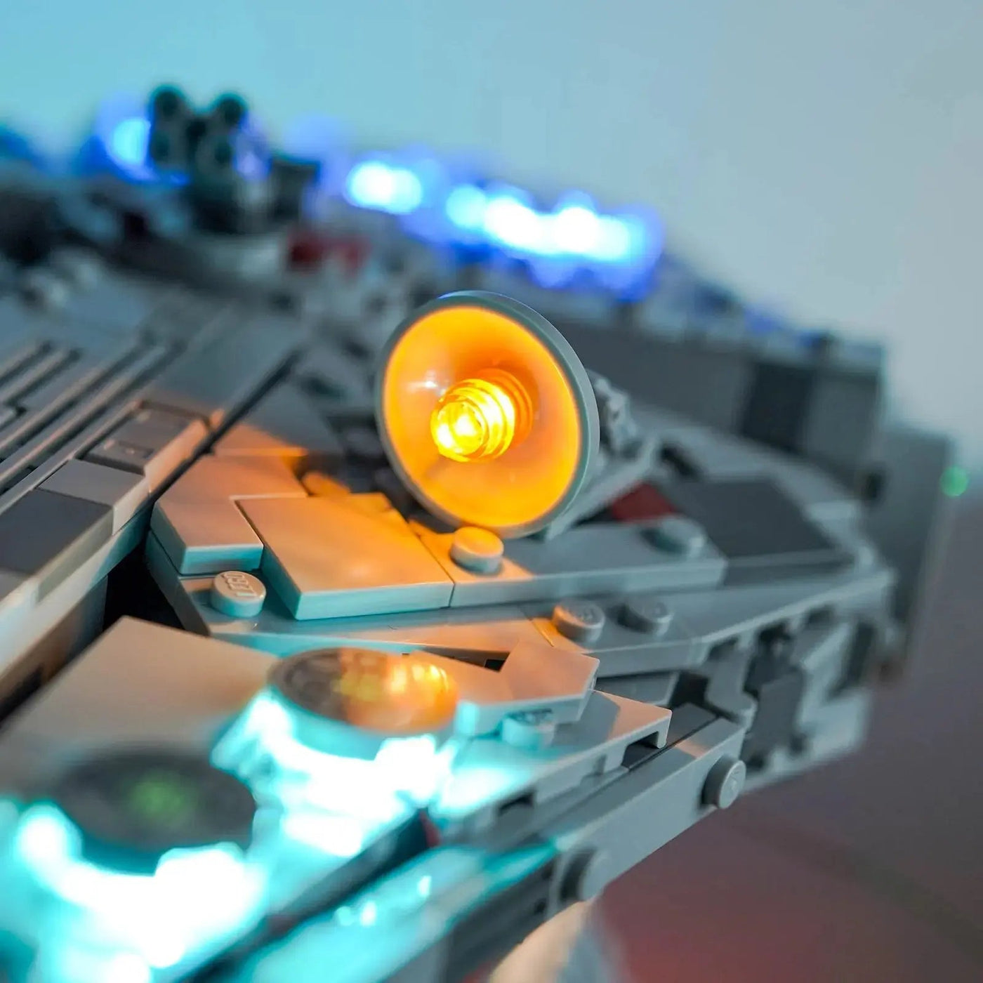 LED kit powered on: Bright My Bricks LED light kit for LEGO® Star Wars Millennium Falcon #75375