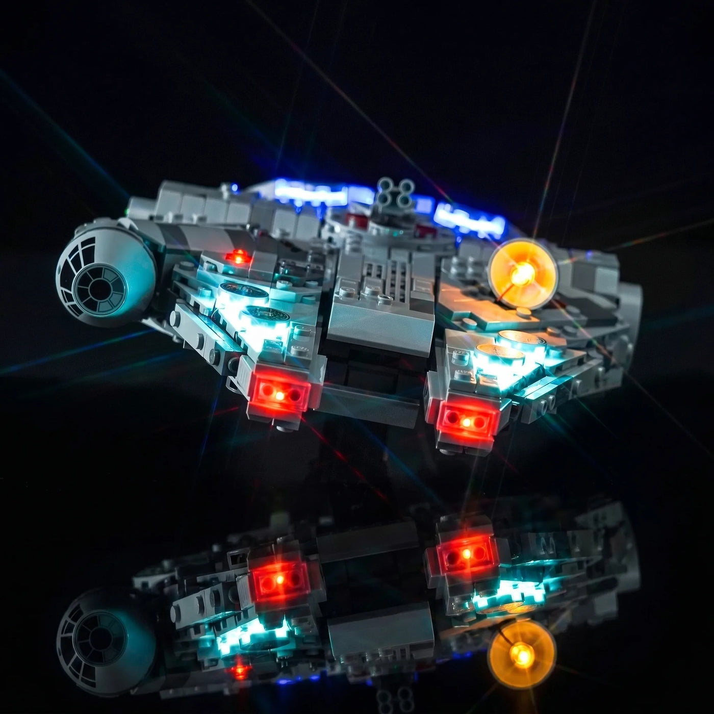 warm LED glow detail: Bright My Bricks LED lights for LEGO® Star Wars Millennium Falcon #75375