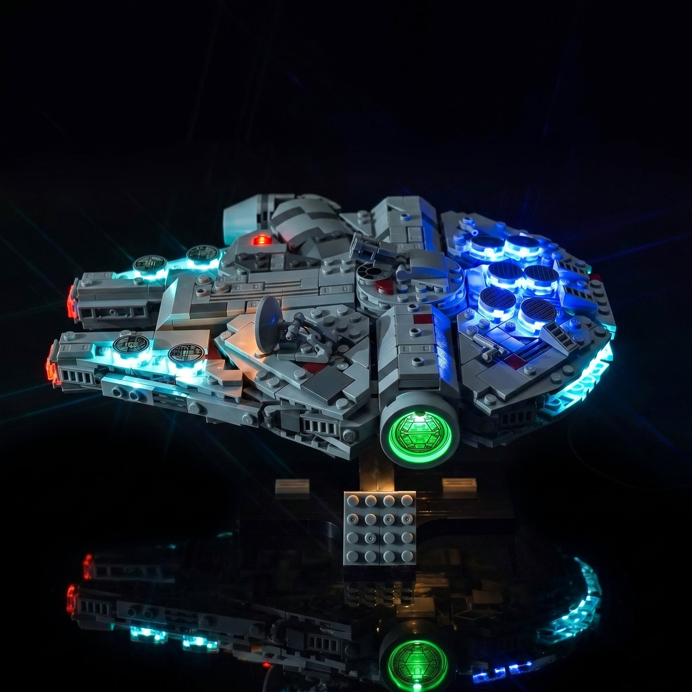 LEGO® Star Wars Millennium Falcon #75375 — showcase lighting view (DIY LED light kit)