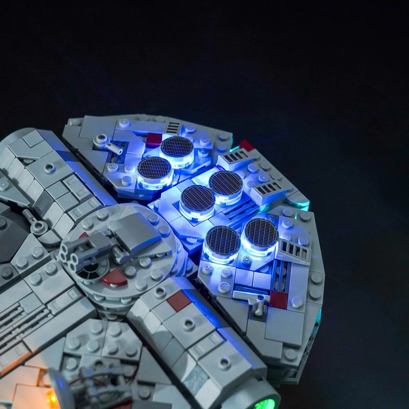 Bright My Bricks premium LED light kit for LEGO® Star Wars Millennium Falcon #75375 — warm LED glow detail