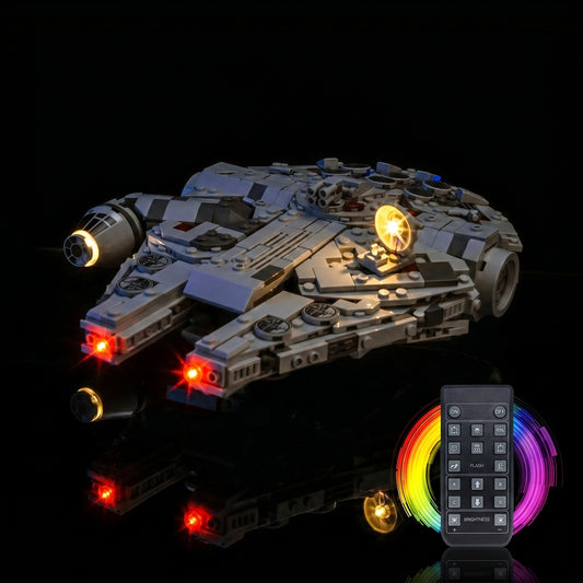 LEGO® Star Wars Millennium Falcon #75375 LED strips and bricks detail, with the RGB LED light kit