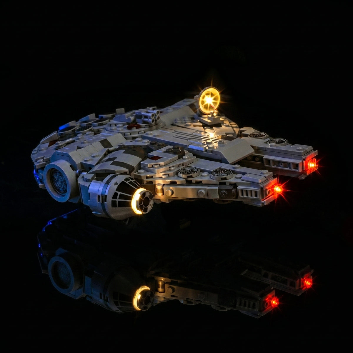 warm LED glow detail: Bright My Bricks LED lights for LEGO® Star Wars Millennium Falcon #75375