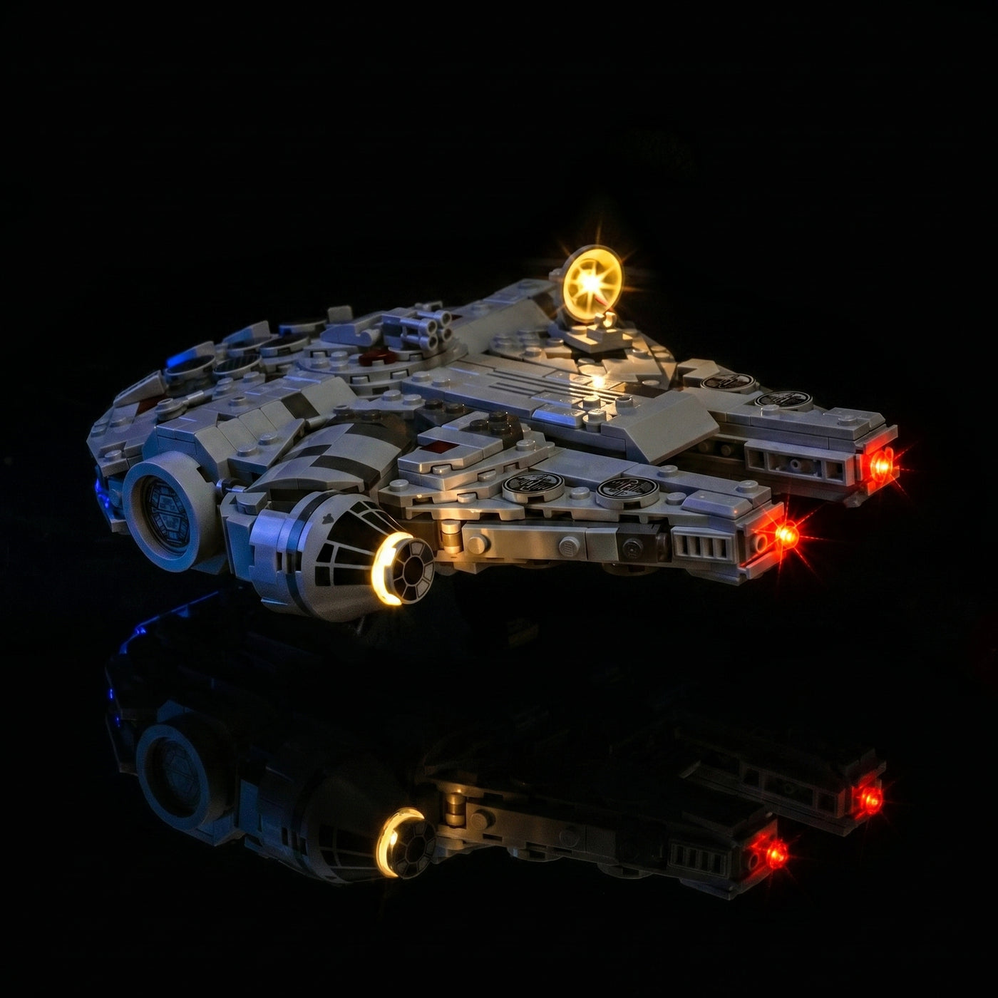 warm LED glow detail: Bright My Bricks LED lights for LEGO® Star Wars Millennium Falcon #75375