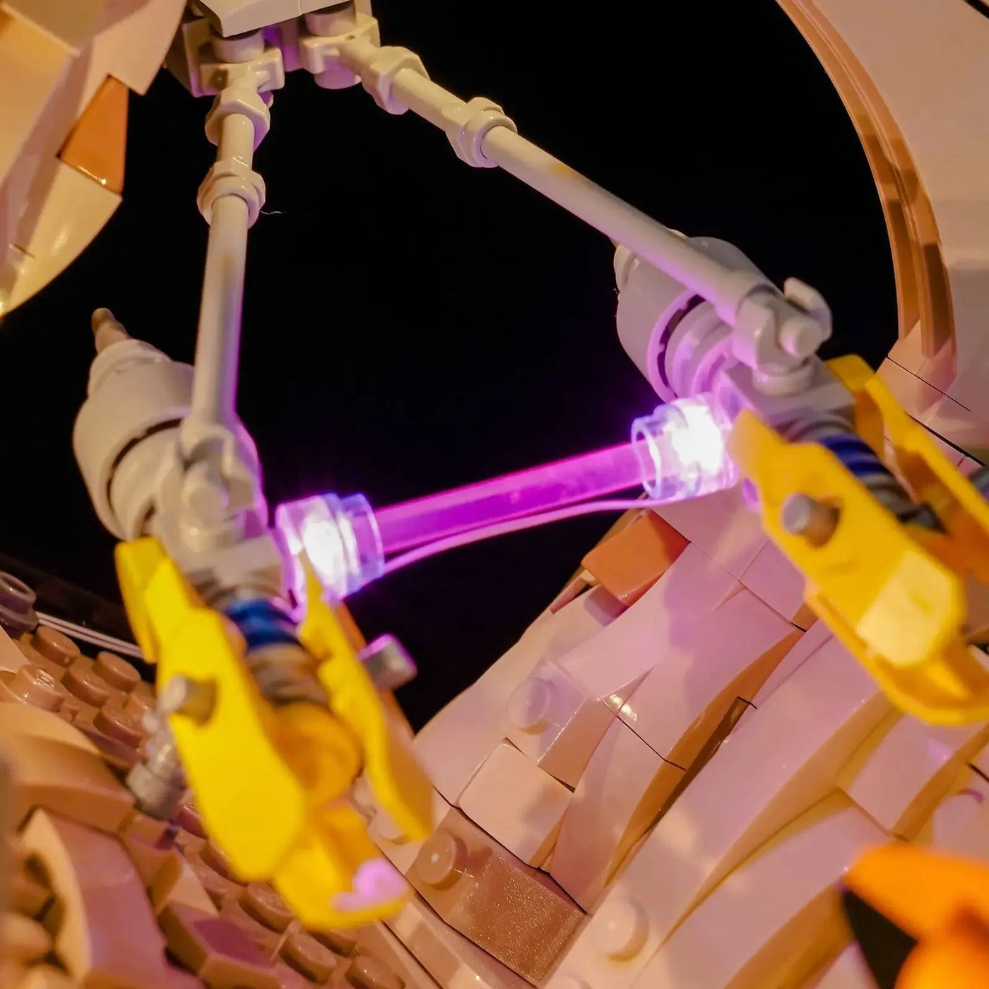 LEGO® Star Wars Mos Espa Podrace Diorama #75380 — fully illuminated on display (light kit)