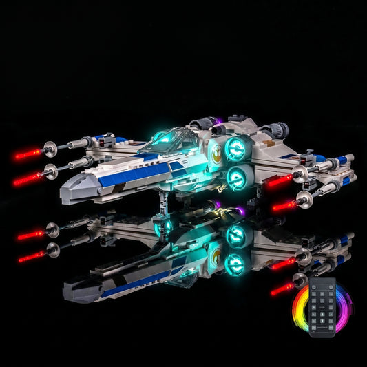 warm LED glow detail: Bright My Bricks custom LED lighting for LEGO® Star Wars New Republic X-Wing Starfighter #75460