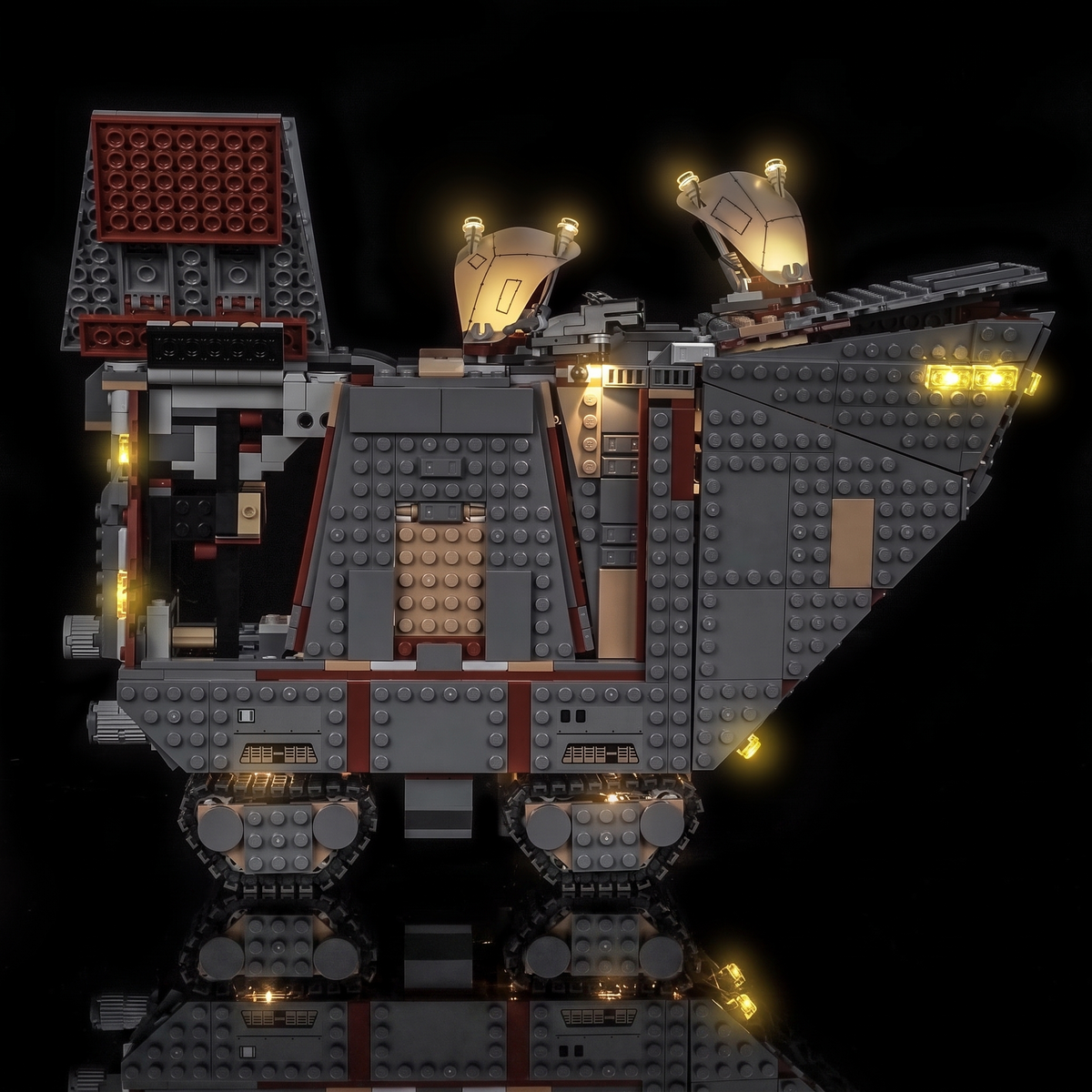 LED kit powered on: Bright My Bricks LED lighting kit for LEGO® Star Wars Offworld Sandcrawler and Mudhorn #75453