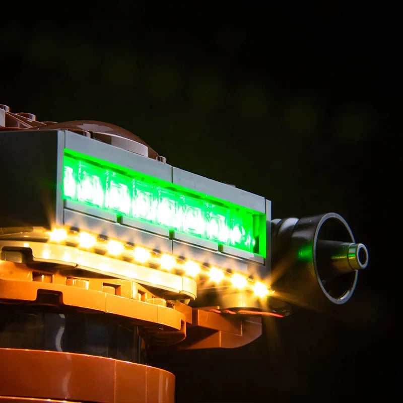Bright My Bricks LED light kit for LEGO® Star Wars Princess Leia (Boushh) Helmet #75351 — warm LED glow detail