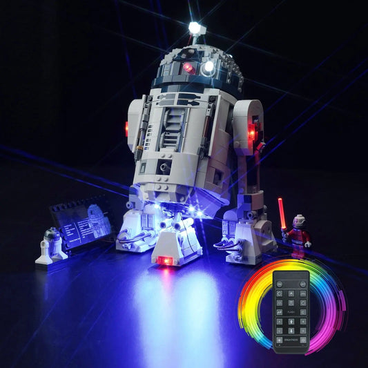 LEGO® Star Wars R2-D2 #75379 close-up of the LED lighting detail, with the premium LED light kit