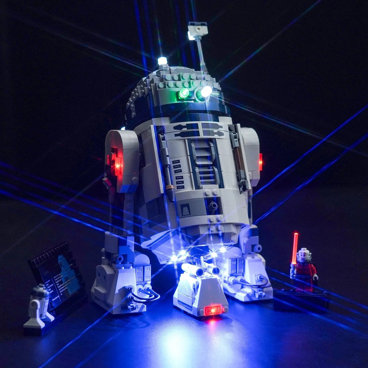 Bright My Bricks LED lights for LEGO® Star Wars R2-D2 #75379 — warm LED glow detail