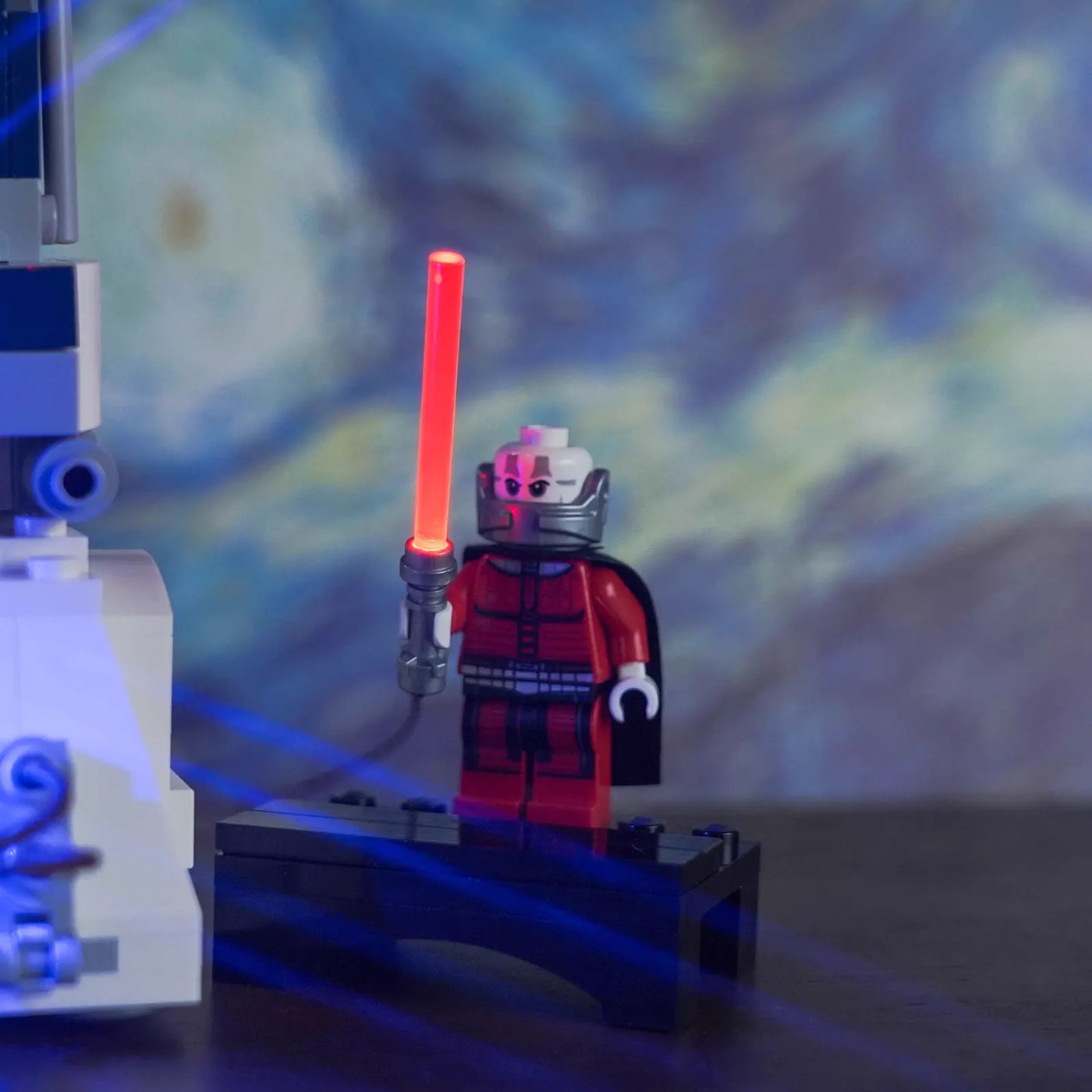 before-and-after lighting: Bright My Bricks RGB LED light kit for LEGO® Star Wars R2-D2 #75379