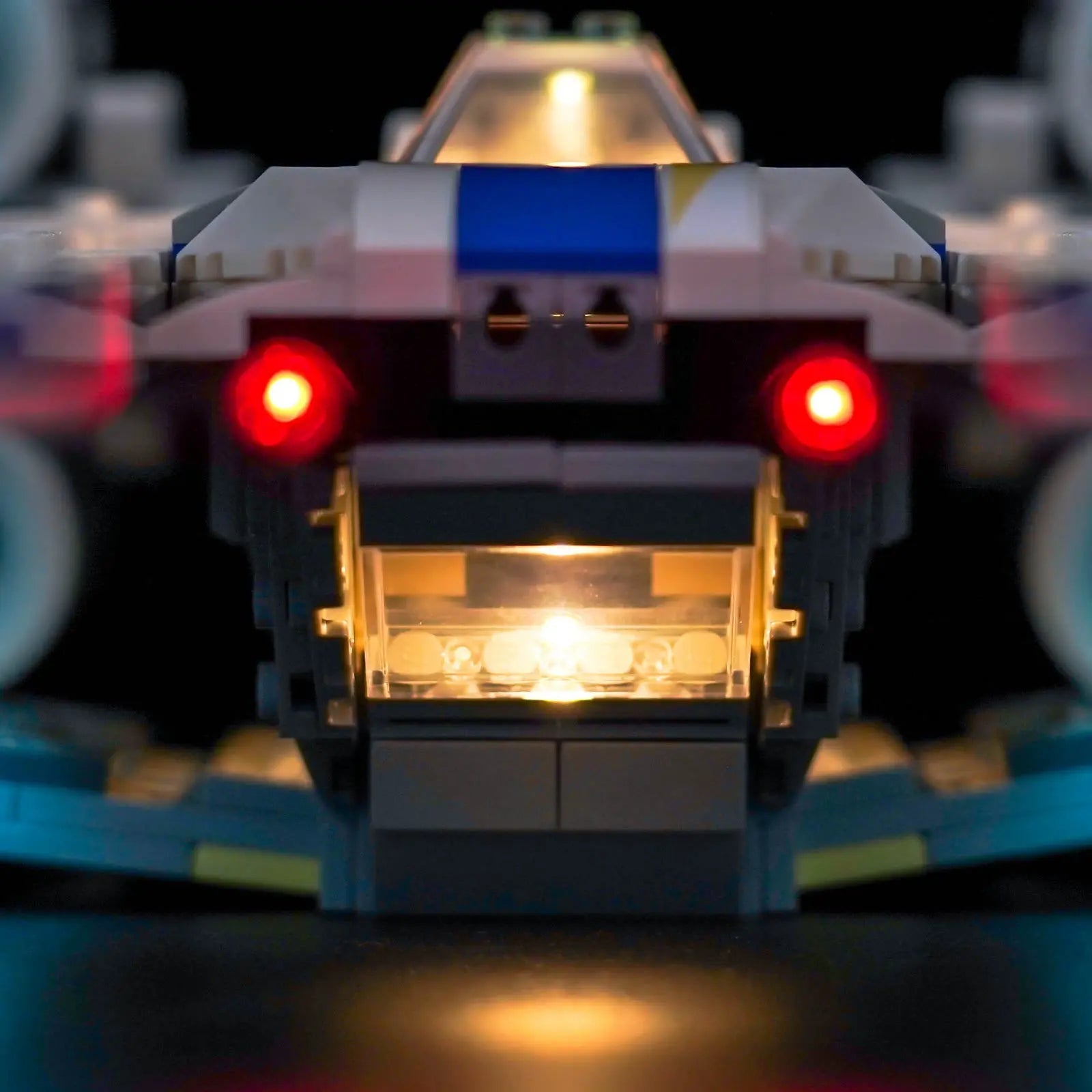 Close-up of LED lights on LEGO Star Wars Rebel U-Wing Starfighter #75399