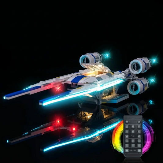 fully illuminated on display: Bright My Bricks light kit for LEGO® Star Wars Rebel U-Wing Starfighter #75399