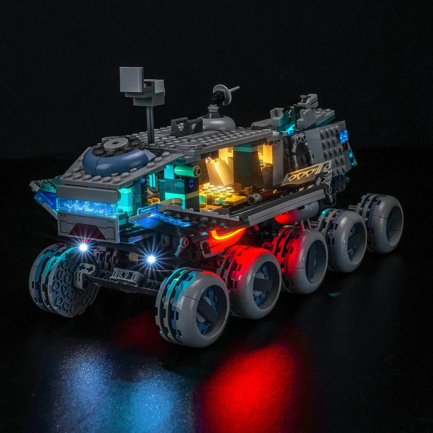 Bright My Bricks light kit for LEGO® Star Wars Republic Juggernaut #75413 — front view fully lit