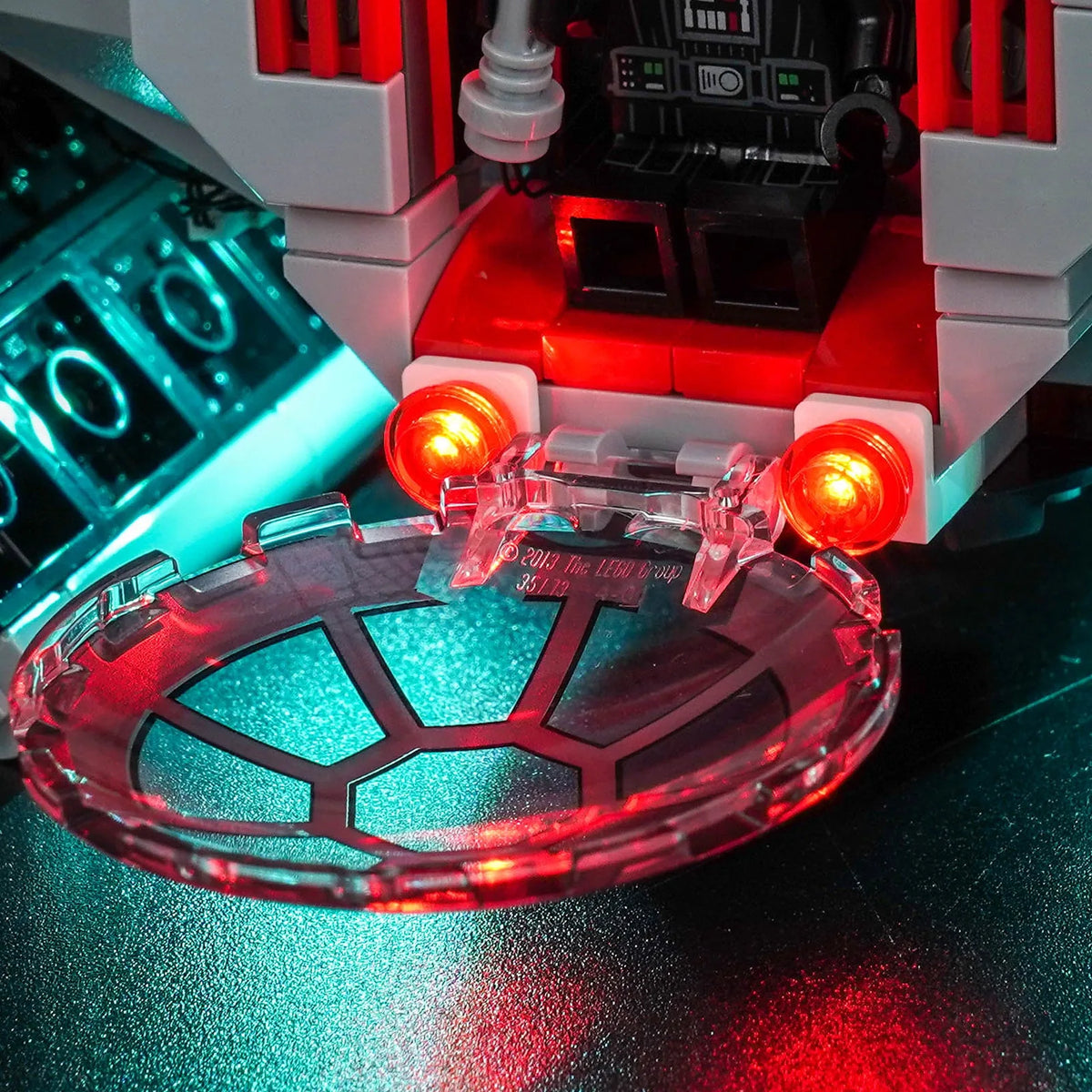 LEGO® Star Wars SMART Play Darth Vader's TIE Fighter #75421 lighting effect on the build, with the premium LED light kit