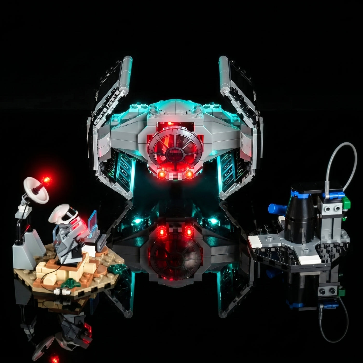 LEGO® Star Wars SMART Play Darth Vader's TIE Fighter #75421 — before-and-after lighting (display light kit)