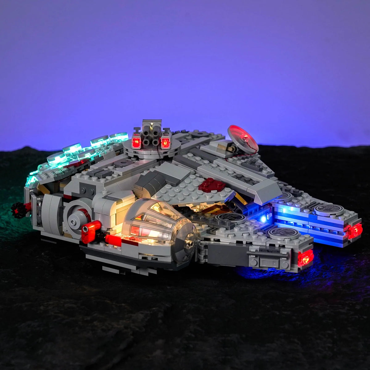 display lighting in a dark room: Bright My Bricks LED light kit for LEGO® Star Wars SMART Play Millennium Falcon #75426