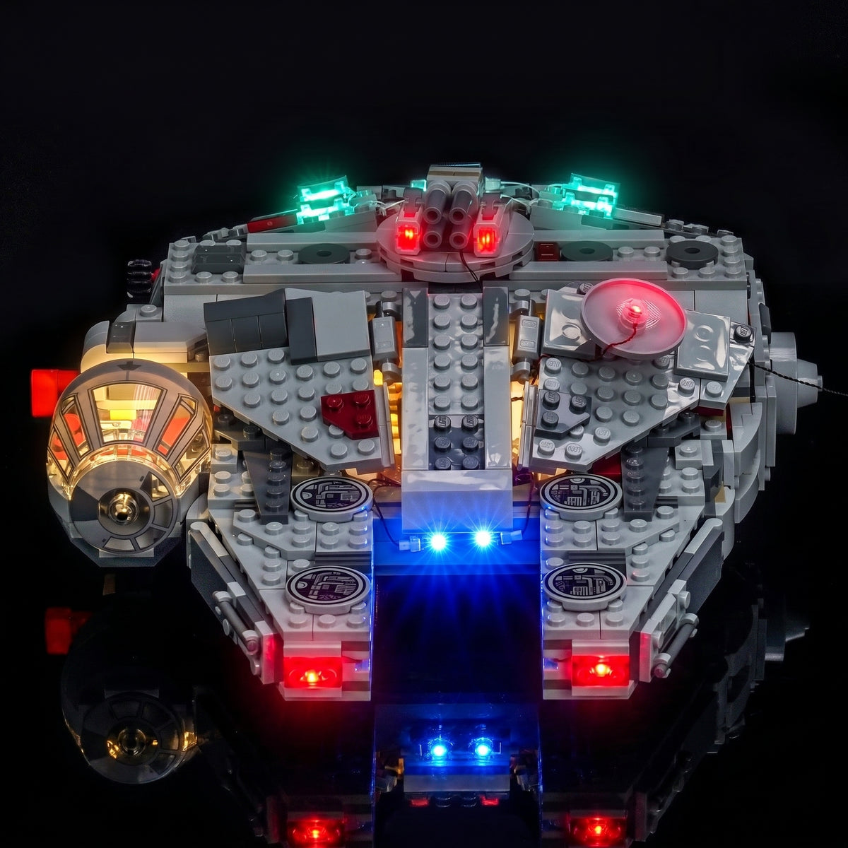 Bright My Bricks DIY LED light kit for LEGO® Star Wars SMART Play Millennium Falcon #75426 — night-mode display glow
