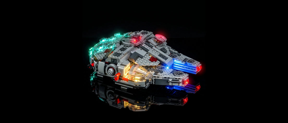 Light Kit for LEGO® Star Wars SMART Play™: Millennium Falcon™ #75426 — lit with the LED light kit