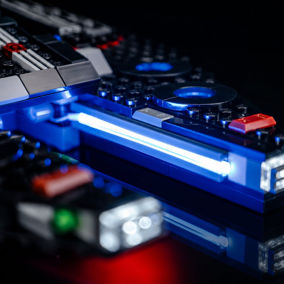 Bright My Bricks custom LED lighting for LEGO® Star Wars The Dark Falcon #75389 — illuminated at night