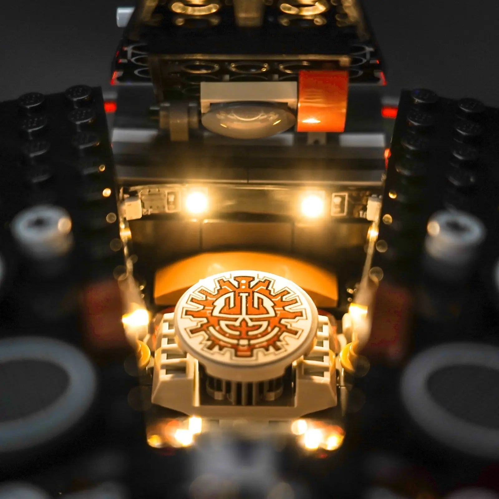 LEGO Star Wars The Dark Falcon #75389 lit up - front angle