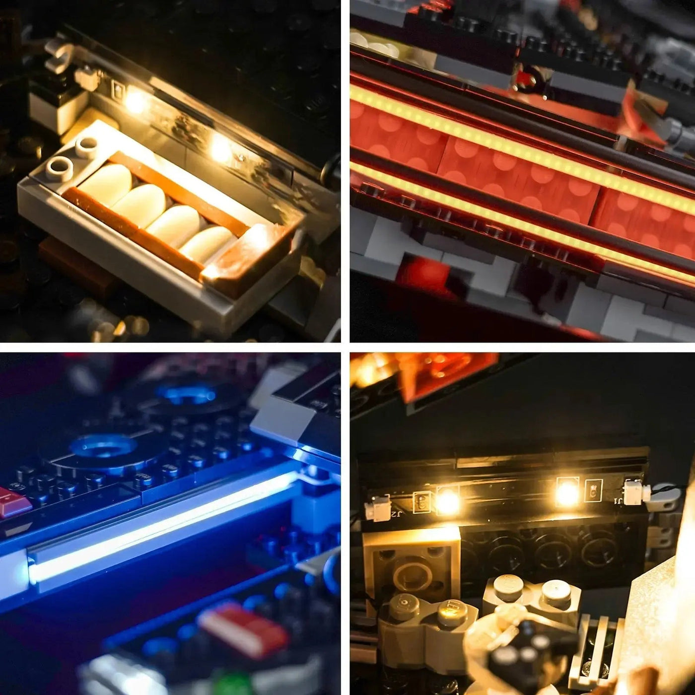 LEGO® Star Wars The Dark Falcon #75389 showcase lighting view, with the LED lights
