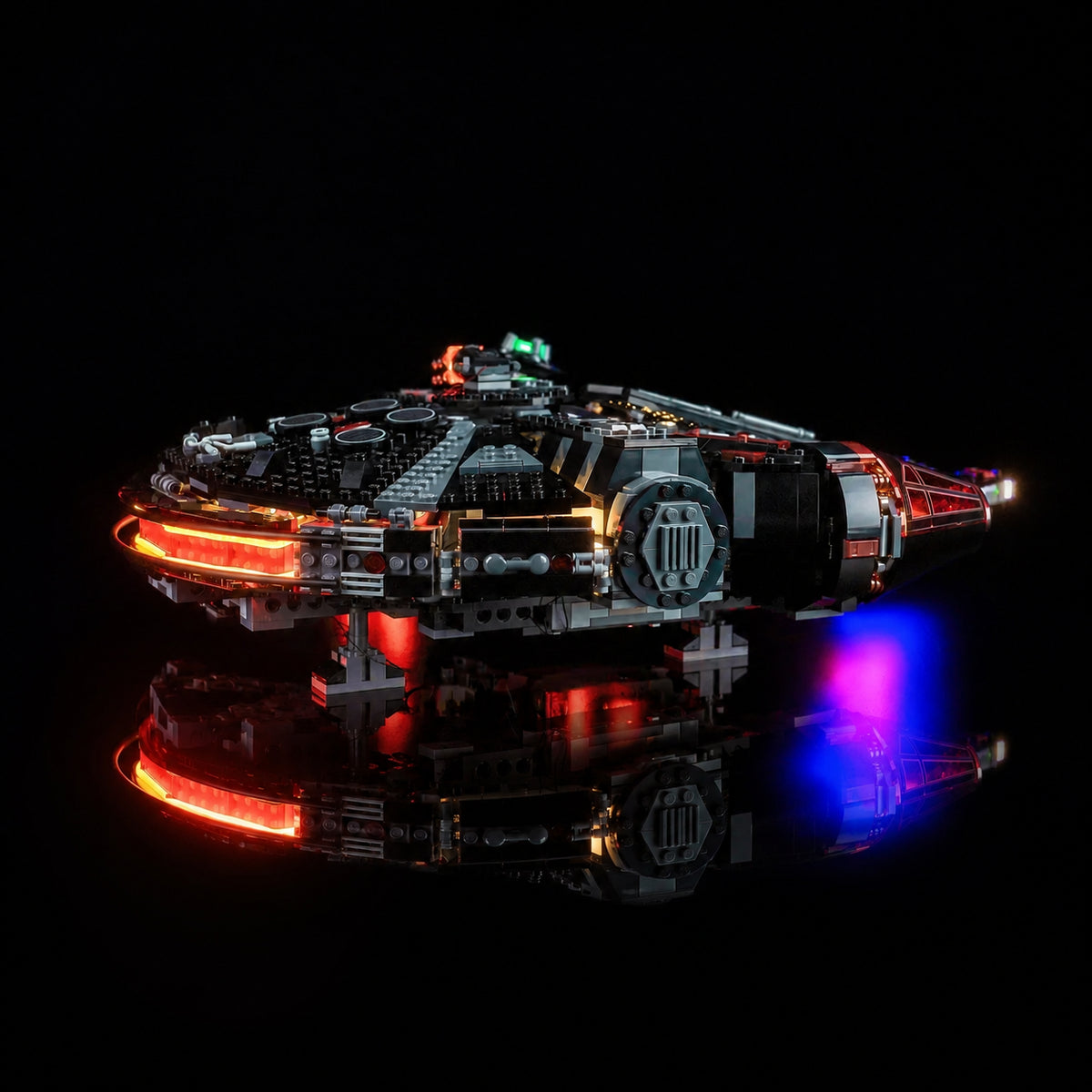 Bright My Bricks DIY LED light kit for LEGO® Star Wars The Dark Falcon #75389 — night-mode display glow