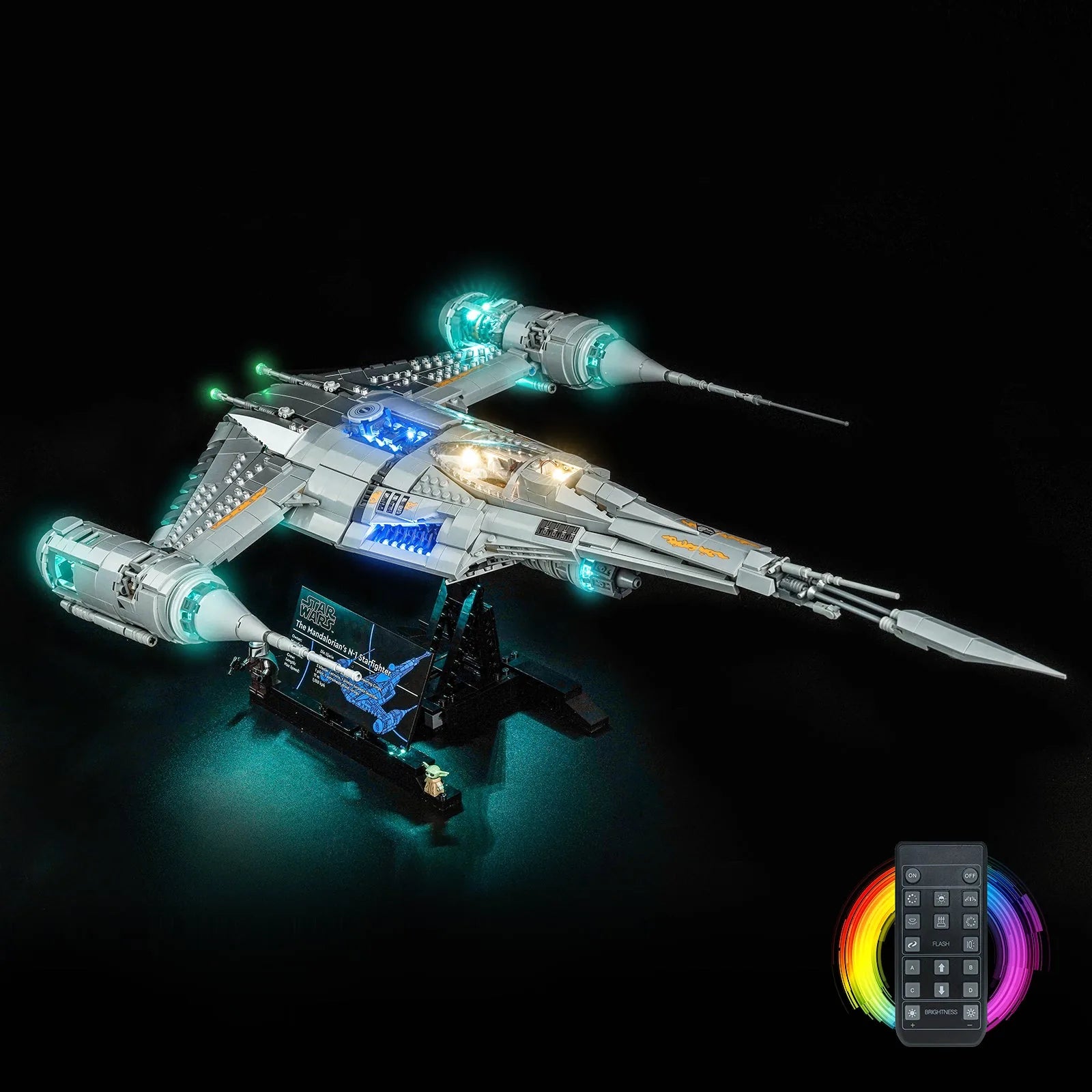 LEGO Star Wars The Mandalorian's N-1 Starfighter #75442 LED lighting detail