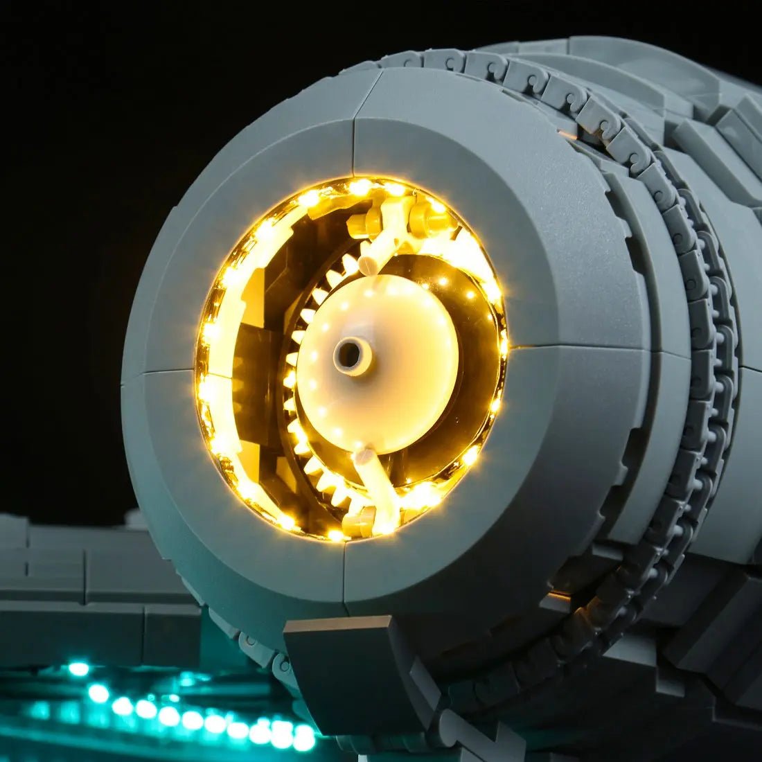 display light kit for LEGO® Star Wars The Razor Crest #75331, fully illuminated on display