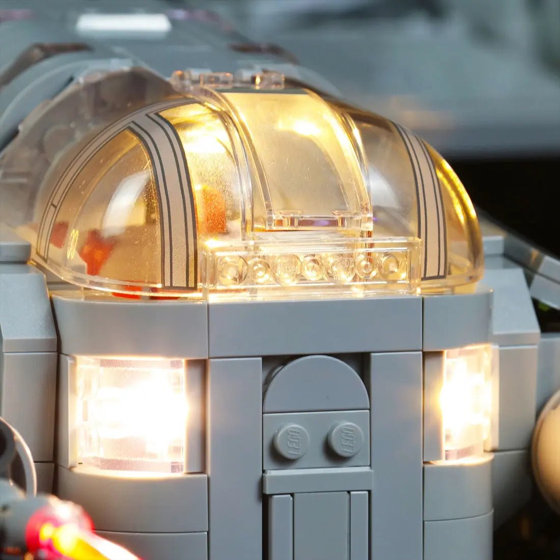 Bright My Bricks DIY LED light kit for LEGO® Star Wars The Razor Crest #75331 — display lighting in a dark room