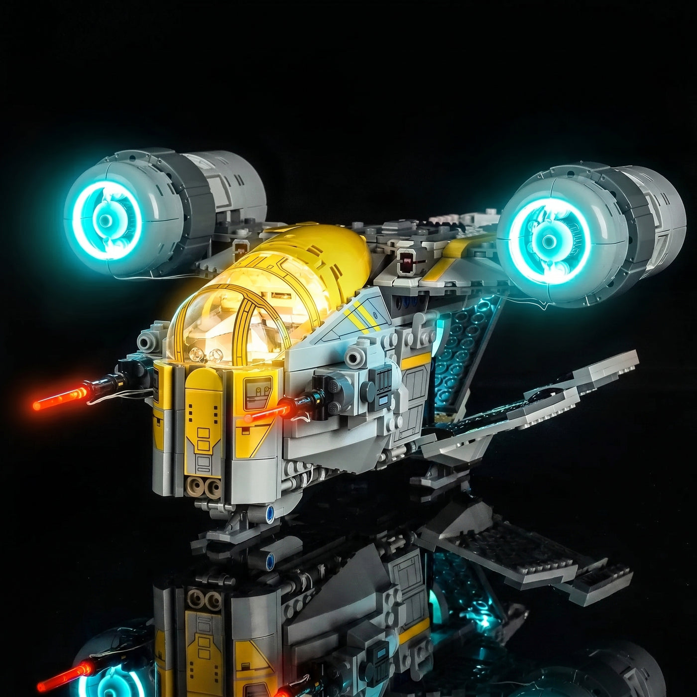 Bright My Bricks RGB LED light kit for LEGO® Star Wars The Razor Crest #75447 — installed and glowing