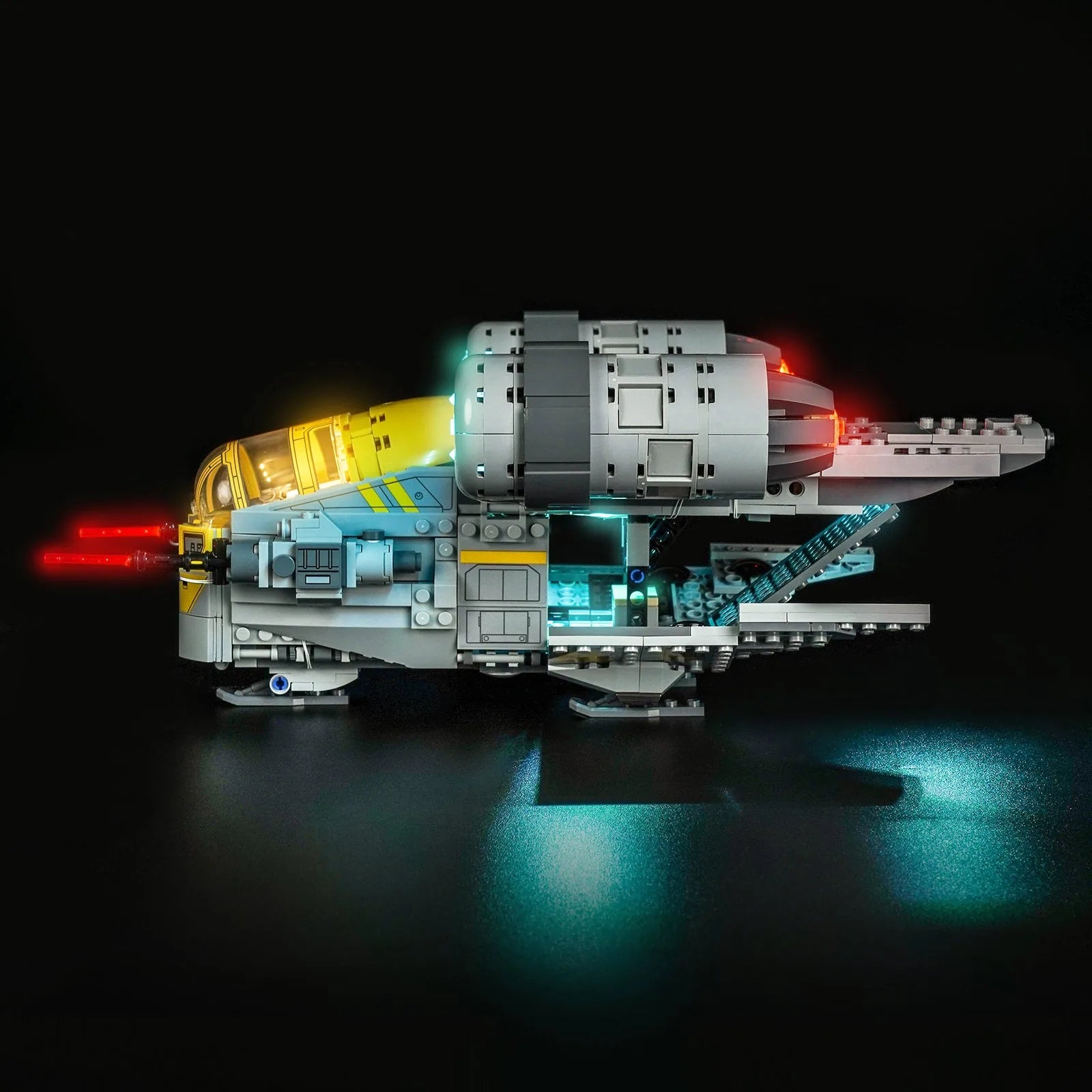 LEGO Star Wars The Razor Crest #75447 lit up - front angle