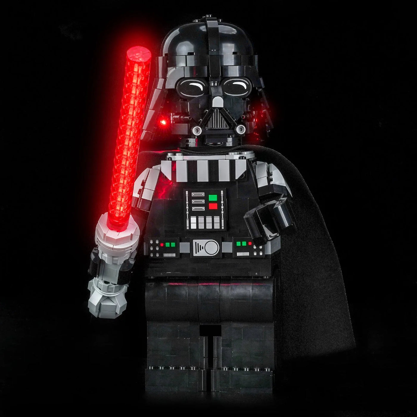 illuminated at night: Bright My Bricks DIY LED light kit for LEGO® Star Wars Up-Scaled Darth Vader Minifigure #75461