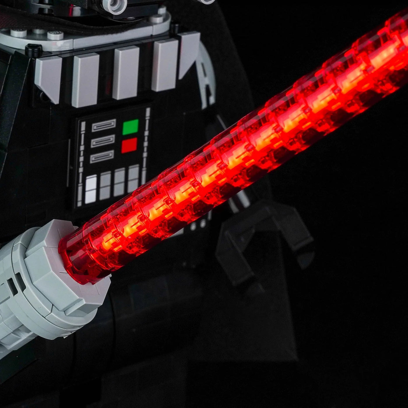 DIY LED light kit for LEGO® Star Wars Up-Scaled Darth Vader Minifigure #75461, warm LED glow detail