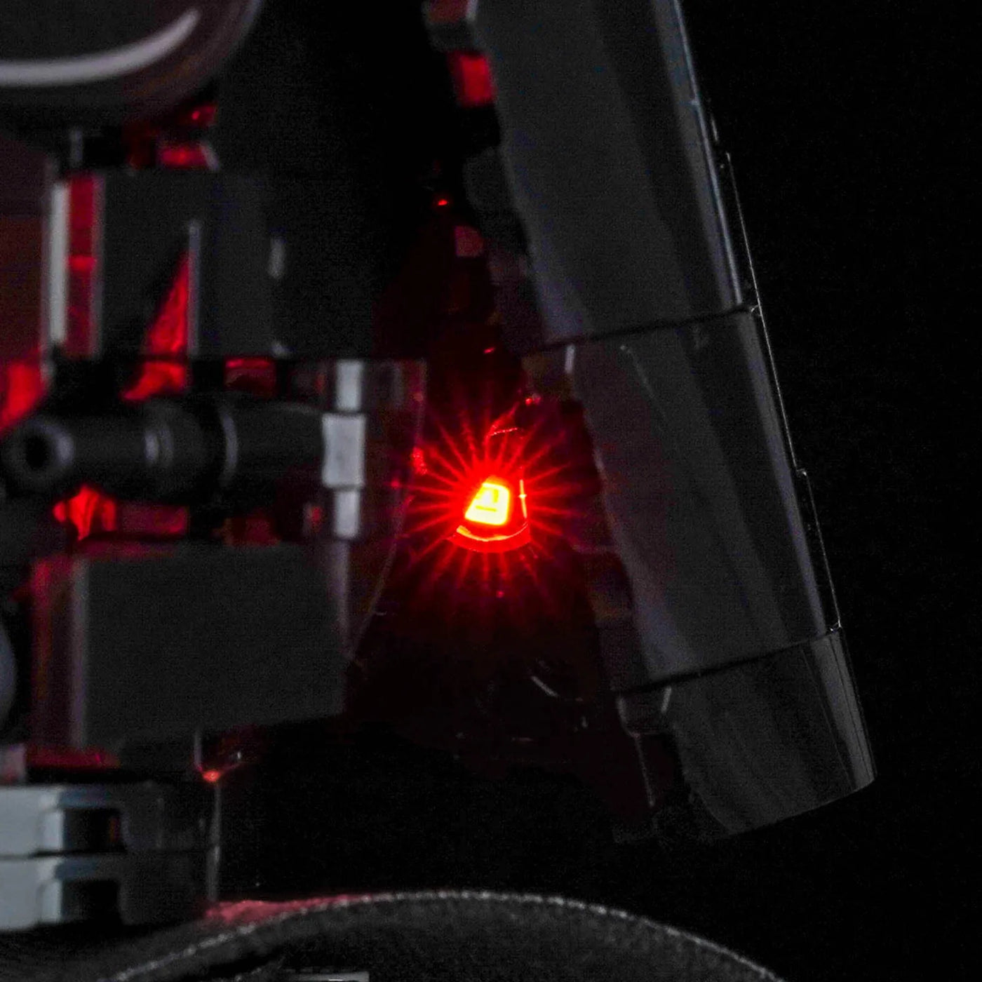 LEGO® Star Wars Up-Scaled Darth Vader Minifigure #75461 warm LED glow detail, with the LED light kit