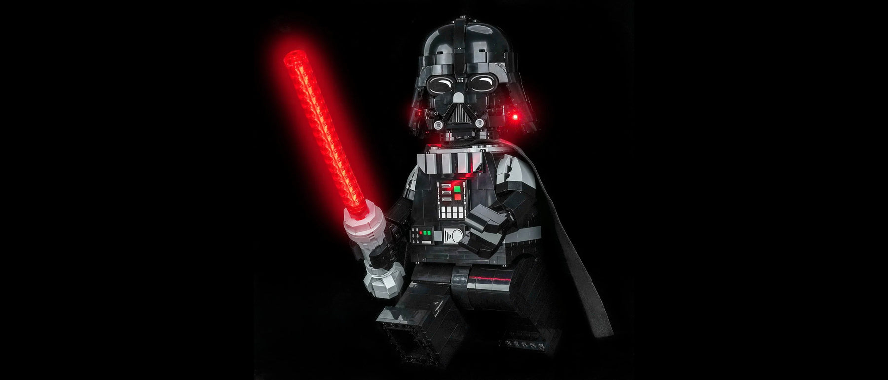 Light Kit for LEGO® Star Wars Up-Scaled Darth Vader Minifigure #75461 — lit with the LED light kit